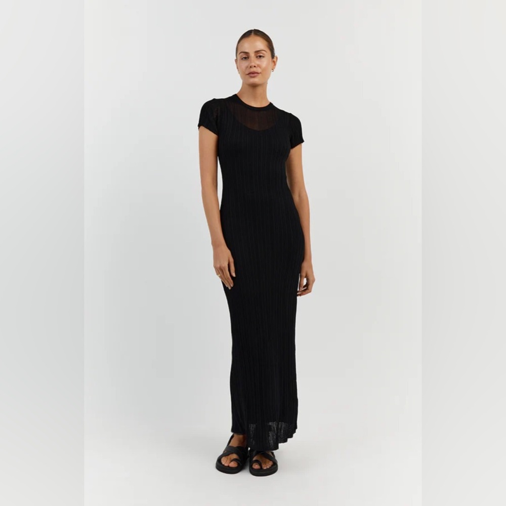 DISSH Harper Black Cap Sleeve Midi Dress (XS)